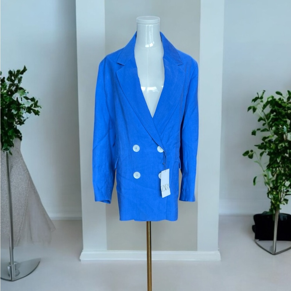 Blue Double-Breasted Women's Jacket
